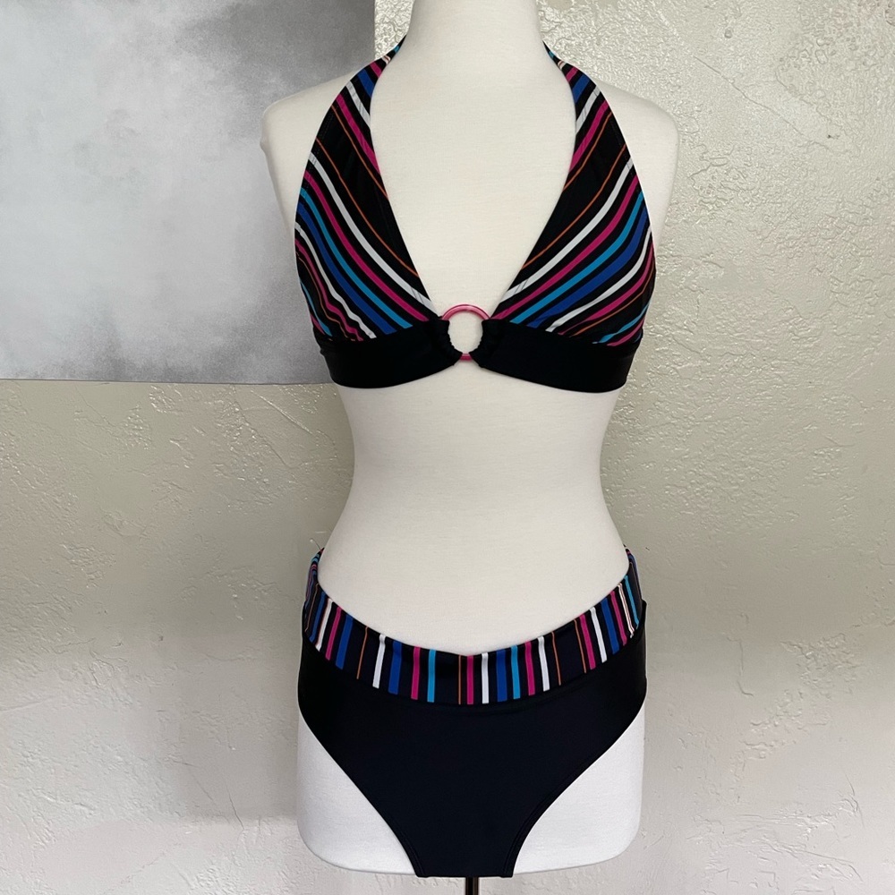 Hot Girl Summer 💙 ALOHA Candy Stripe Mid-Rise Halter Bikini